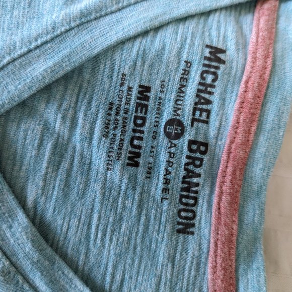 Michael Brandon tshirt short sleeve teal vneck - Picture 2 of 3
